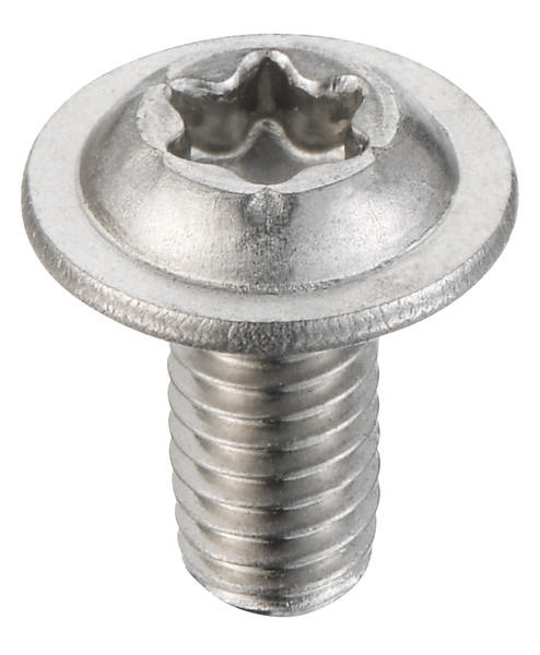 Eine silberne, metallische Schraube mit Torx-Kopf; geeignet für Befestigungen in Metall- oder Holzanwendungen.