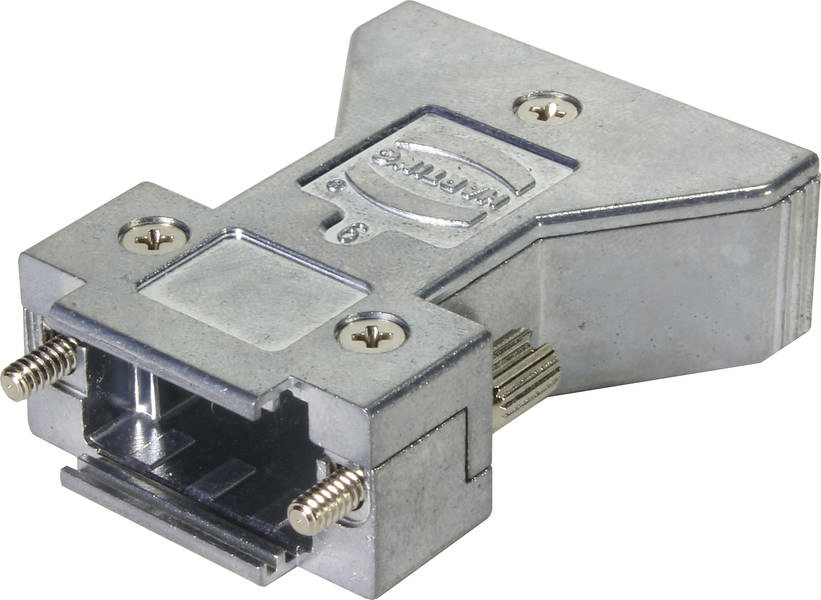 'Kombination VGA Stecker Kupplung VHDCI auf Sub D Stecker' aus Metall, mit Schraubverschlüssen zur sicheren Verbindung elektronischer Geräte.