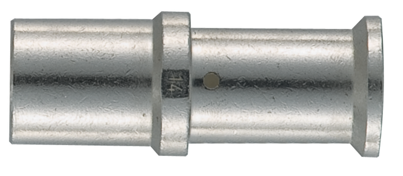 Metallverbinder, zylindrische Form, silberfarben, mit zwei hervorgehobenen Rändern in der Mitte. Werkzeug- oder Maschinenbauteil.