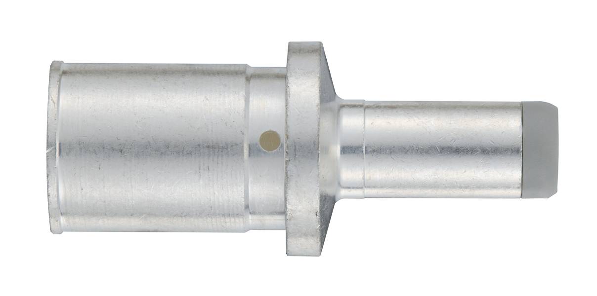 Metallisches zylindrisches Bauteil mit einem breiteren und einem schmaleren Abschnitt, wahrscheinlich ein Adapter oder Verbinder.