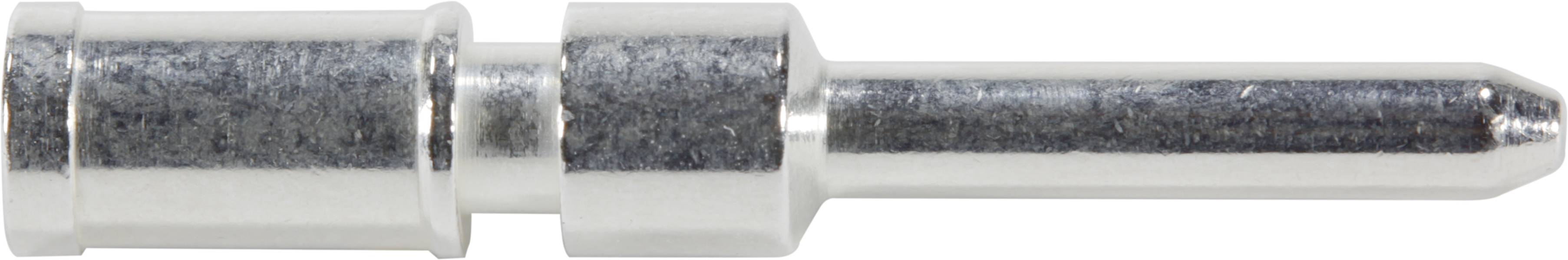 Steckeransicht: Ein silberner, zylinderförmiger Elektronikstecker, möglicherweise ein Bananenstecker, vor einem neutralen Hintergrund.