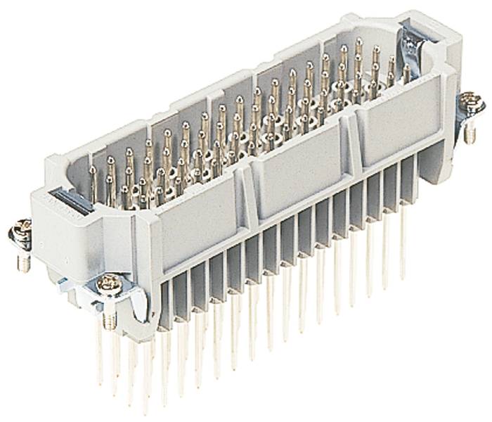 Steckverbinder mit vielen Metallpins, die in zwei Reihen angeordnet sind. Verwendet zur Verbindung elektronischer Geräte.
