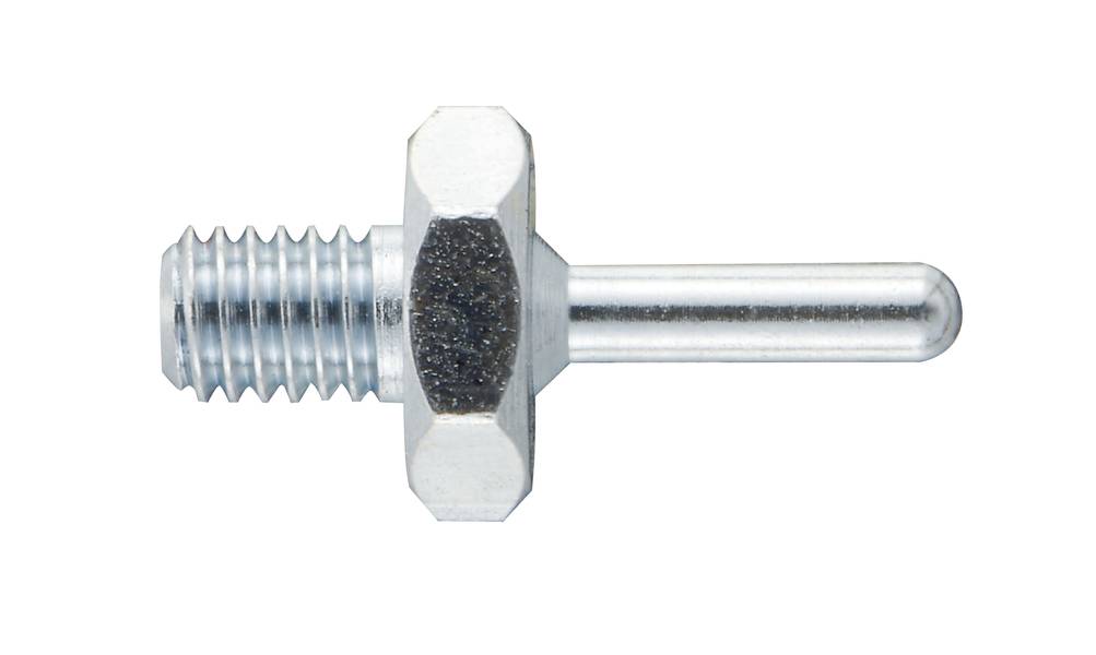 Metallschraube mit langem Gewinde und sechseckigem Kopf, silberfarben, isoliert auf weißem Hintergrund.
