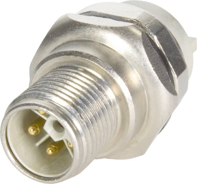Metall-Steckverbinder mit mehreren goldfarbenen Pins, geeignet für industrielle oder elektronische Anwendungen.
