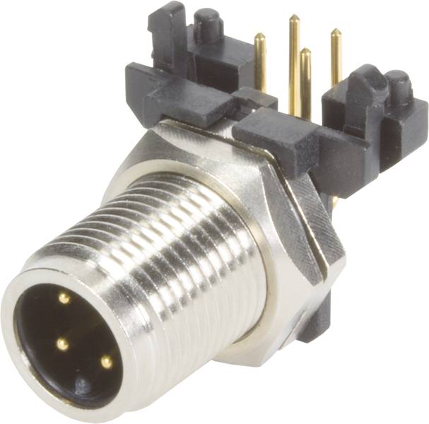 Metallischer Steckverbinder mit mehreren goldenen Pins und schwarzem Kunststoffgehäuse, geeignet für elektronische Anwendungen.