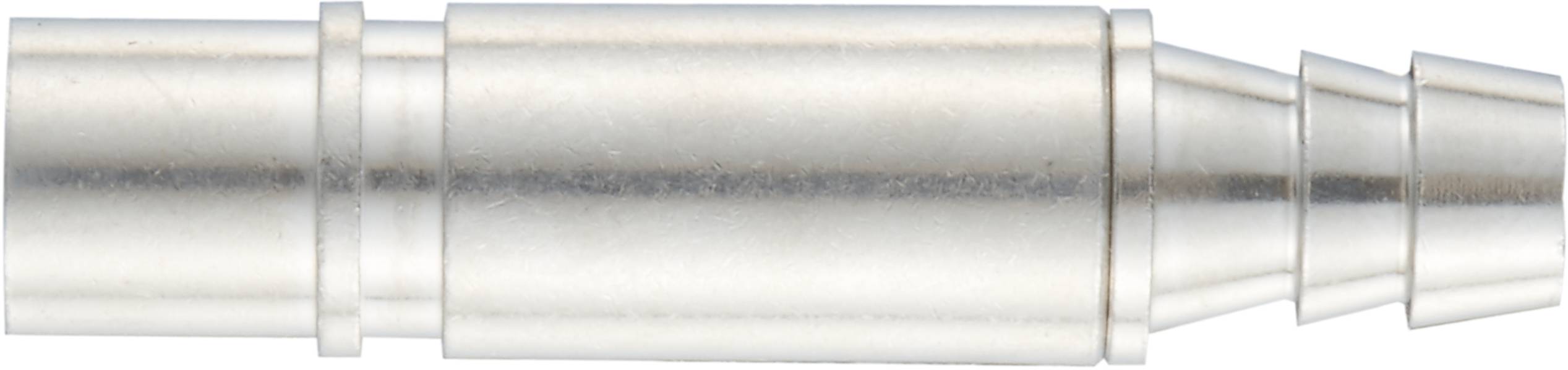 Metalladapter mit konischen Enden und zylindrischem Mittelteil, geeignet zum Verbinden von Schläuchen oder Rohren in technischen Anwendungen.