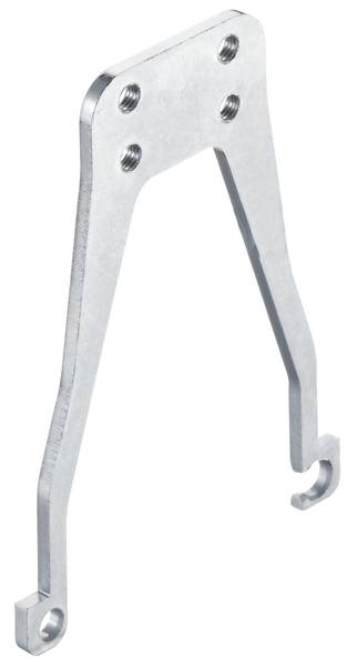 Metallwinkelhalterung mit zwei Haken an den Enden und vier Bohrungen an der oberen flachen Platte.