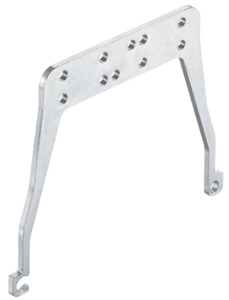 Metallträger mit mehreren Bohrungen, wahrscheinlich Teil einer mechanischen Vorrichtung.