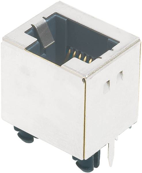Ein einzelner RJ45-Netzwerkanschluss mit metallischem Gehäuse, geeignet für Ethernet-Verbindungen.