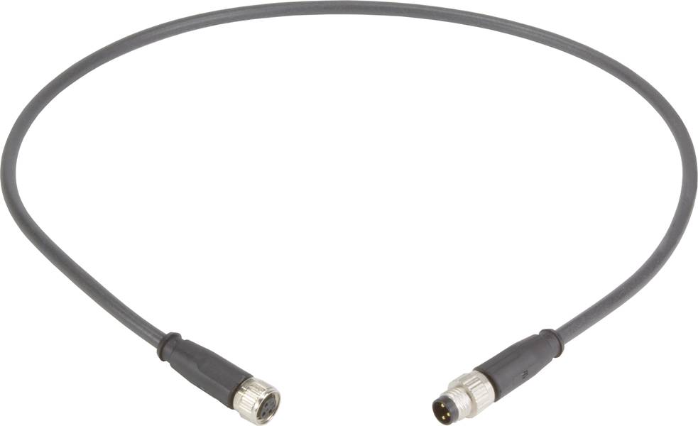 Ein schwarzes Verbindungskabel mit zwei runden Steckern an den Enden. Ideal für Geräteverbindungen in der Elektronik.