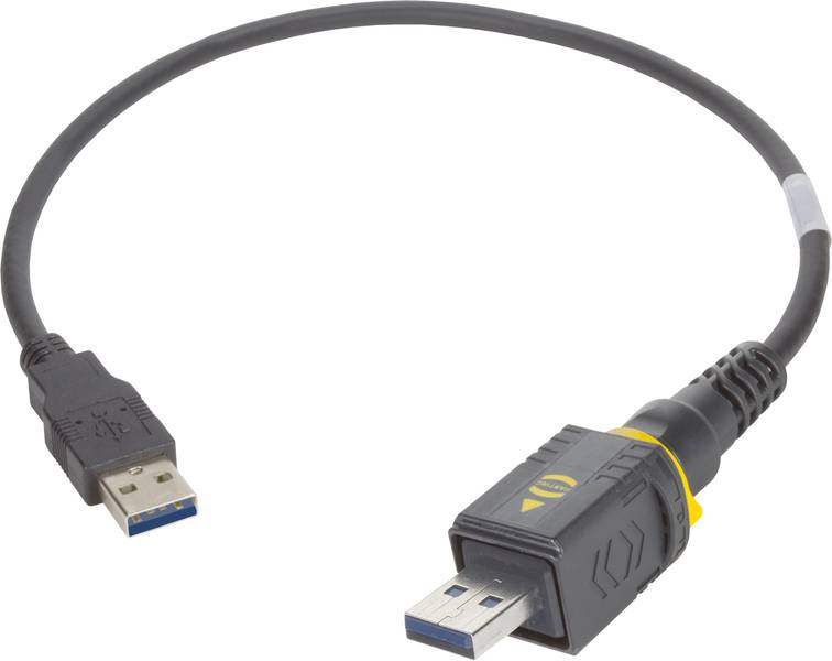 Ein USB-3.0-Kabel mit einem männlichen und einem weiblichen Anschluss, geeignet für Datenübertragung und Laden von Geräten.