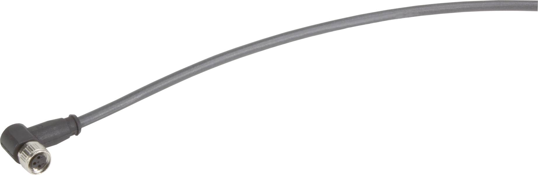 Ein graues, abgewinkeltes Kabel mit einer runden Metallverbindung.
