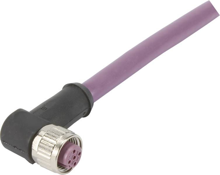 Lila M8-Kabel mit geradem Metallstecker, geeignet für Sensoren und industrielle Anwendungen.