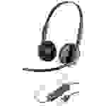 POLY Blackwire C3220 Telefon On Ear Kopfhörer kabelgebunden Stereo Schwarz/Rot Lautstärkeregelung, Mikrofon-Stummschaltung