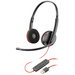 POLY Blackwire C3220 Telefon On Ear Kopfhörer kabelgebunden Stereo Schwarz/Rot Lautstärkeregelung, Mikrofon-Stummschaltung