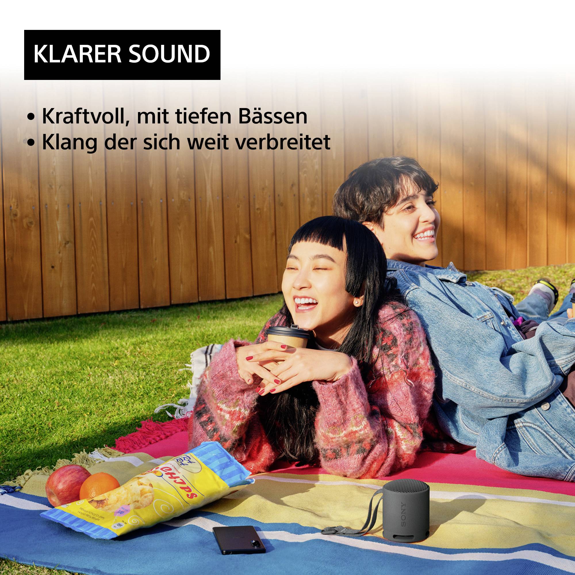 Sony SRSXB100B.CE7 Bluetooth® Lautsprecher Freisprechfunktion, spritzwassergeschützt Schwarz