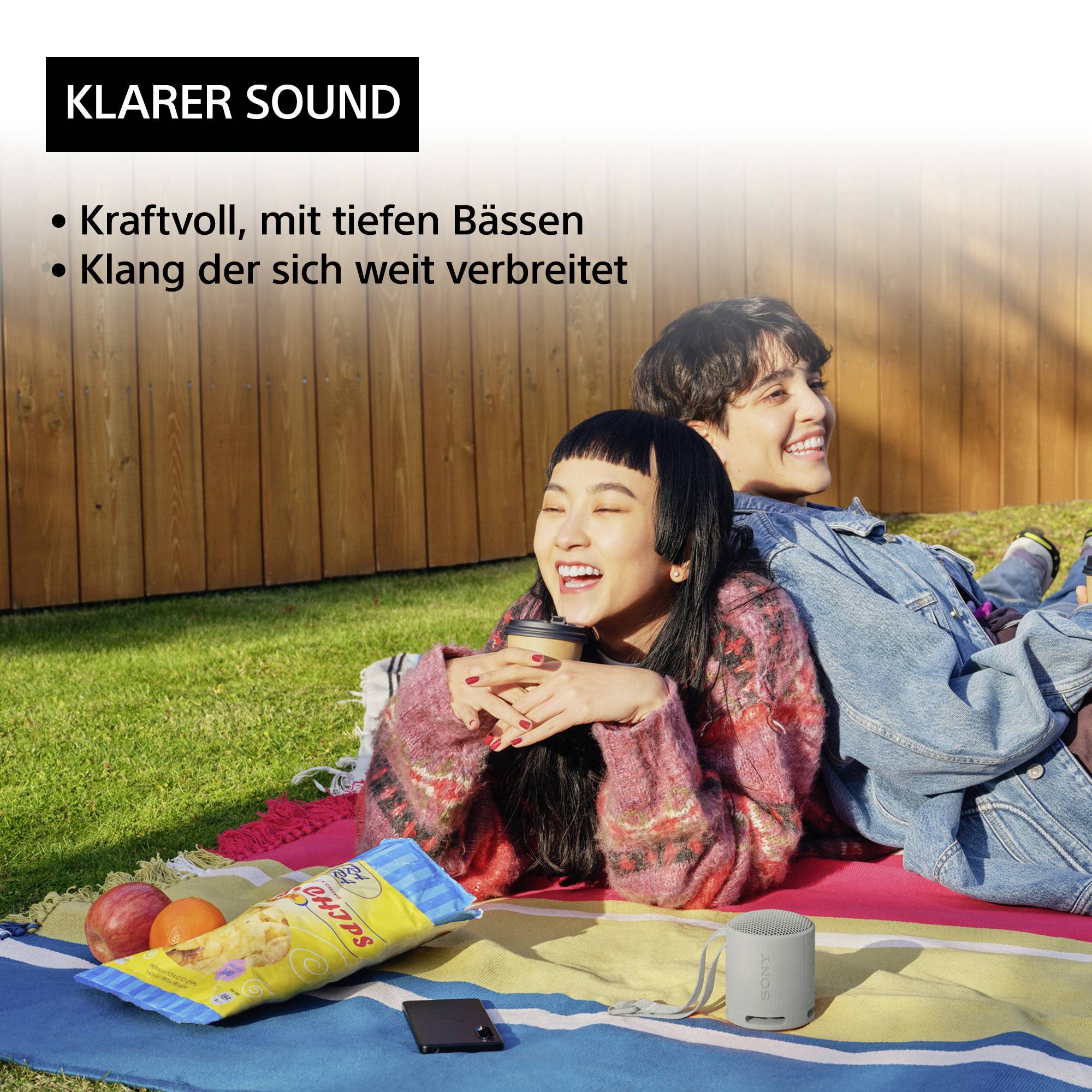 Sony SRSXB100H.CE7 Bluetooth® Lautsprecher Freisprechfunktion, spritzwassergeschützt Hellgrau