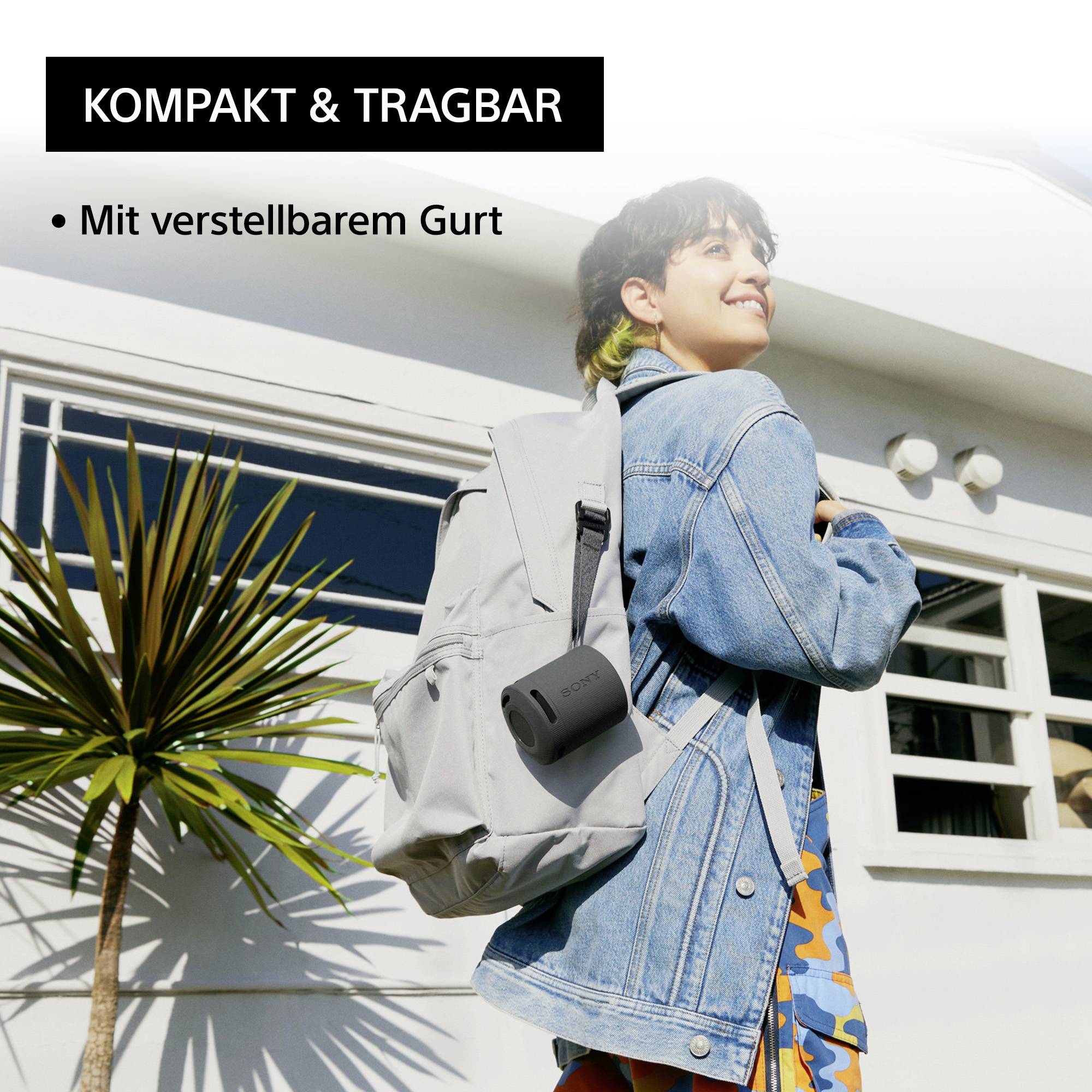 Sony SRSXB100H.CE7 Bluetooth® Lautsprecher Freisprechfunktion, spritzwassergeschützt Hellgrau