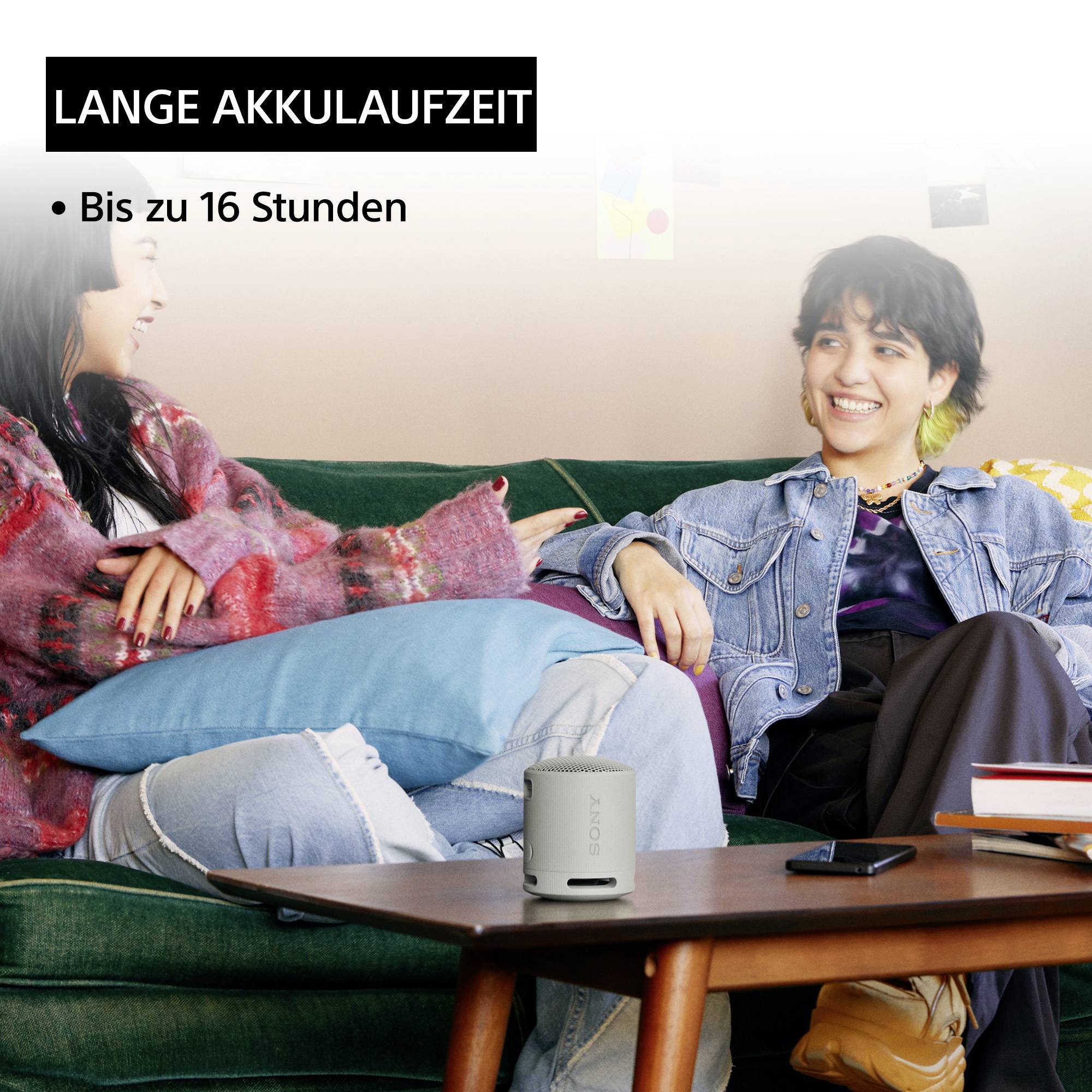 Sony SRSXB100H.CE7 Bluetooth® Lautsprecher Freisprechfunktion, spritzwassergeschützt Hellgrau