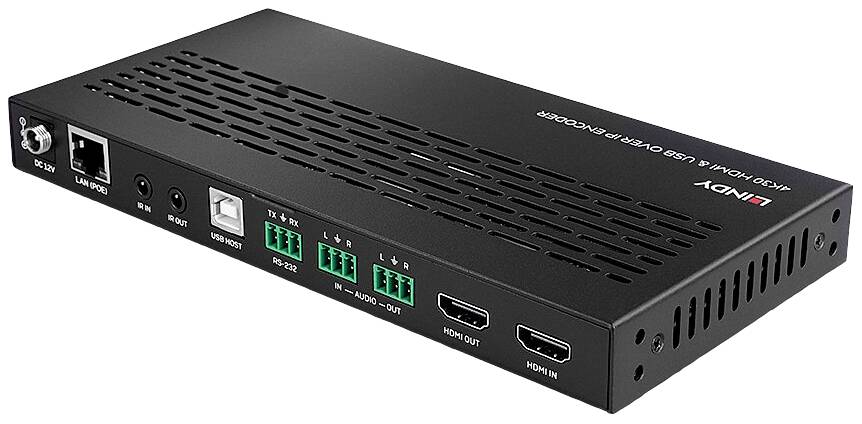 LINDY 4K30 HDMI & USB over IP Extender - Encoder HDMI®, USB-B, Audio-Line-in, Infrarot HDMI Extender 100 m