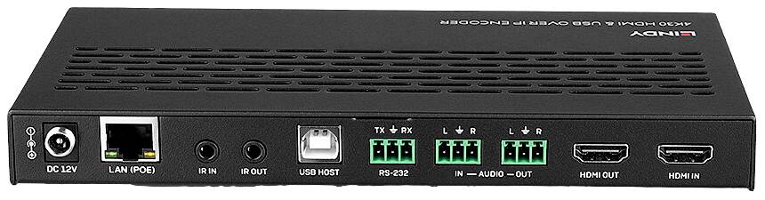 LINDY 4K30 HDMI & USB over IP Extender - Encoder HDMI®, USB-B, Audio-Line-in, Infrarot HDMI Extender 100 m