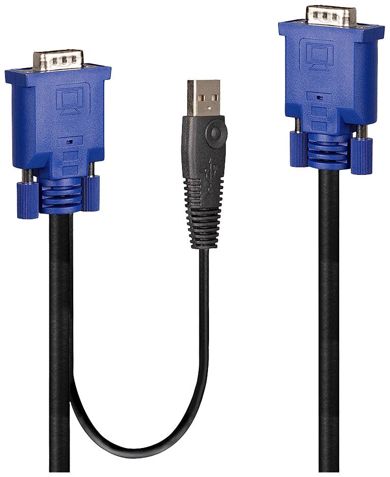 LINDY KVM Adapter [1x VGA - 1x VGA, USB-A] 1.00m Schwarz, Blau