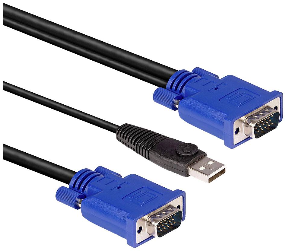 LINDY KVM Adapter [1x VGA - 1x VGA, USB-A] 1.00m Schwarz, Blau