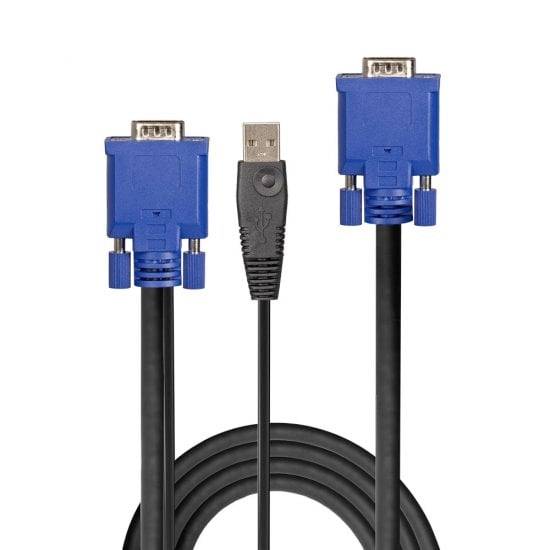 LINDY KVM Adapter [1x VGA - 1x VGA, USB-A] 2.00 m Schwarz, Blau