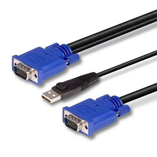 LINDY KVM Adapter [1x VGA - 1x VGA, USB-A] 2.00 m Schwarz, Blau