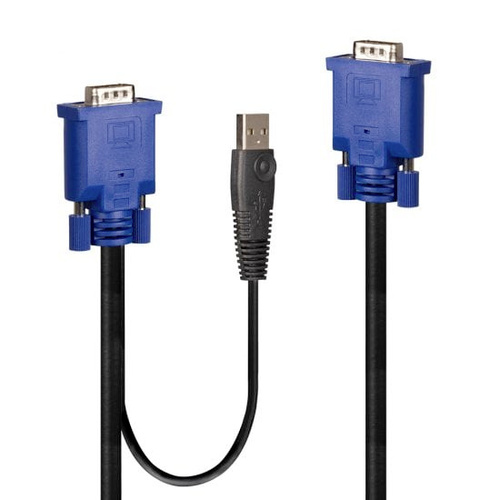 LINDY KVM Adapter [1x VGA - 1x VGA, USB-A] 3.00 m Schwarz, Blau