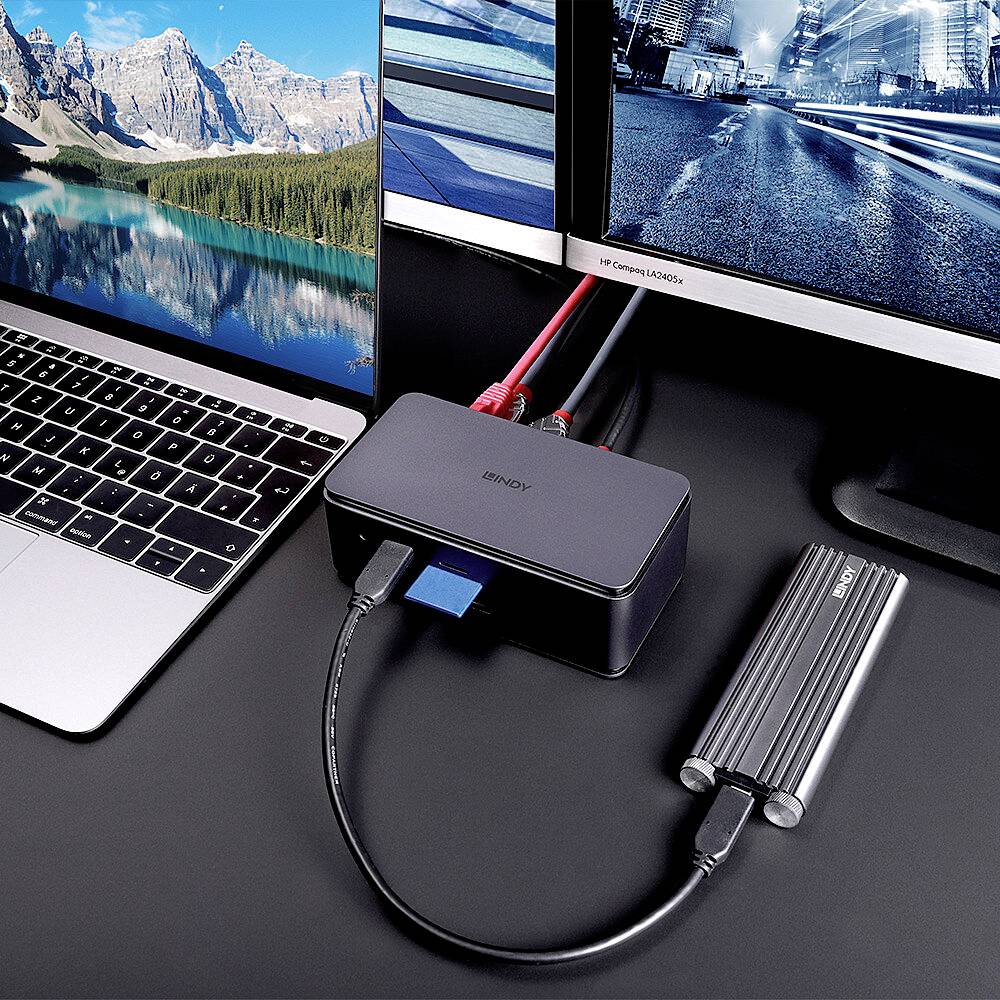 LINDY USB-C® Dockingstation DST-Pro USB4 Passend für Marke Dockingstations: Universal integrierter Kartenleser, USB-C® Power