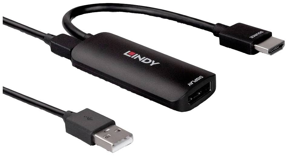 LINDY 38329 HDMI Adapter [1x HDMI® - 1x DisplayPort, Micro USB] Schwarz 0.157m