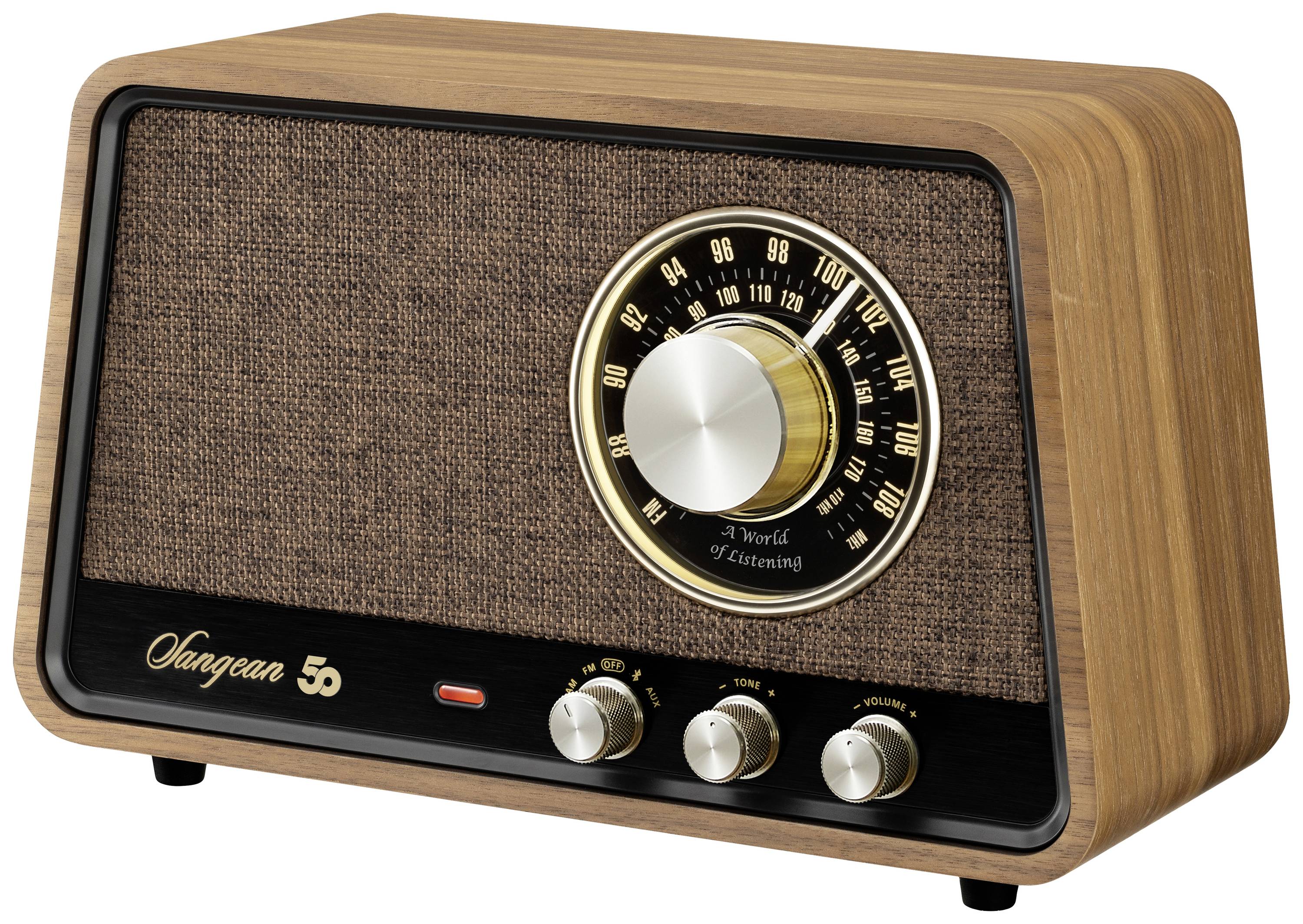 Sangean Premium Wooden Cabinet WR-101 Tischradio AM, FM Bluetooth®, AUX, UKW Walnuss