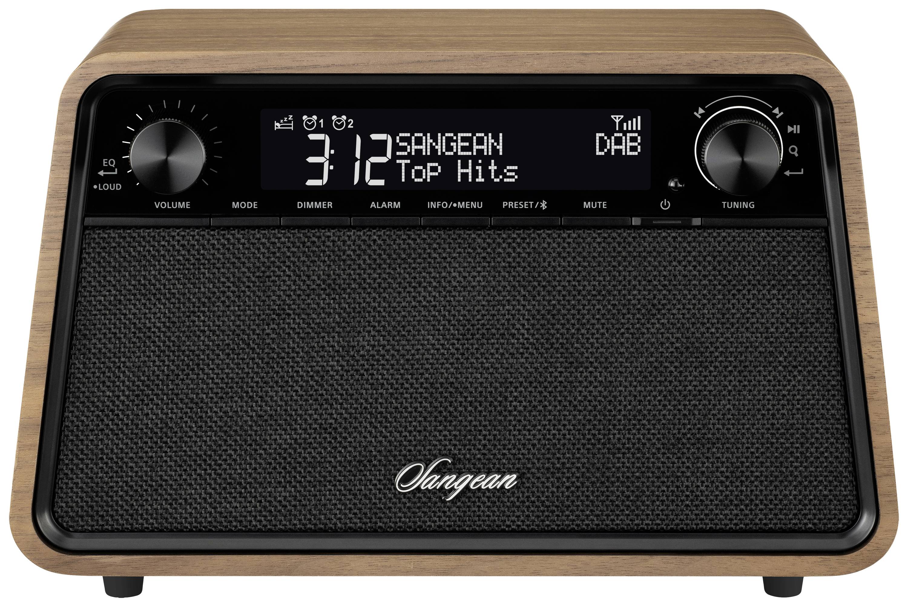 Sangean Premium Wooden Cabinet WR-201 Tischradio DAB+, FM DAB+, Bluetooth®, AUX, UKW Weckfunktion Walnuss