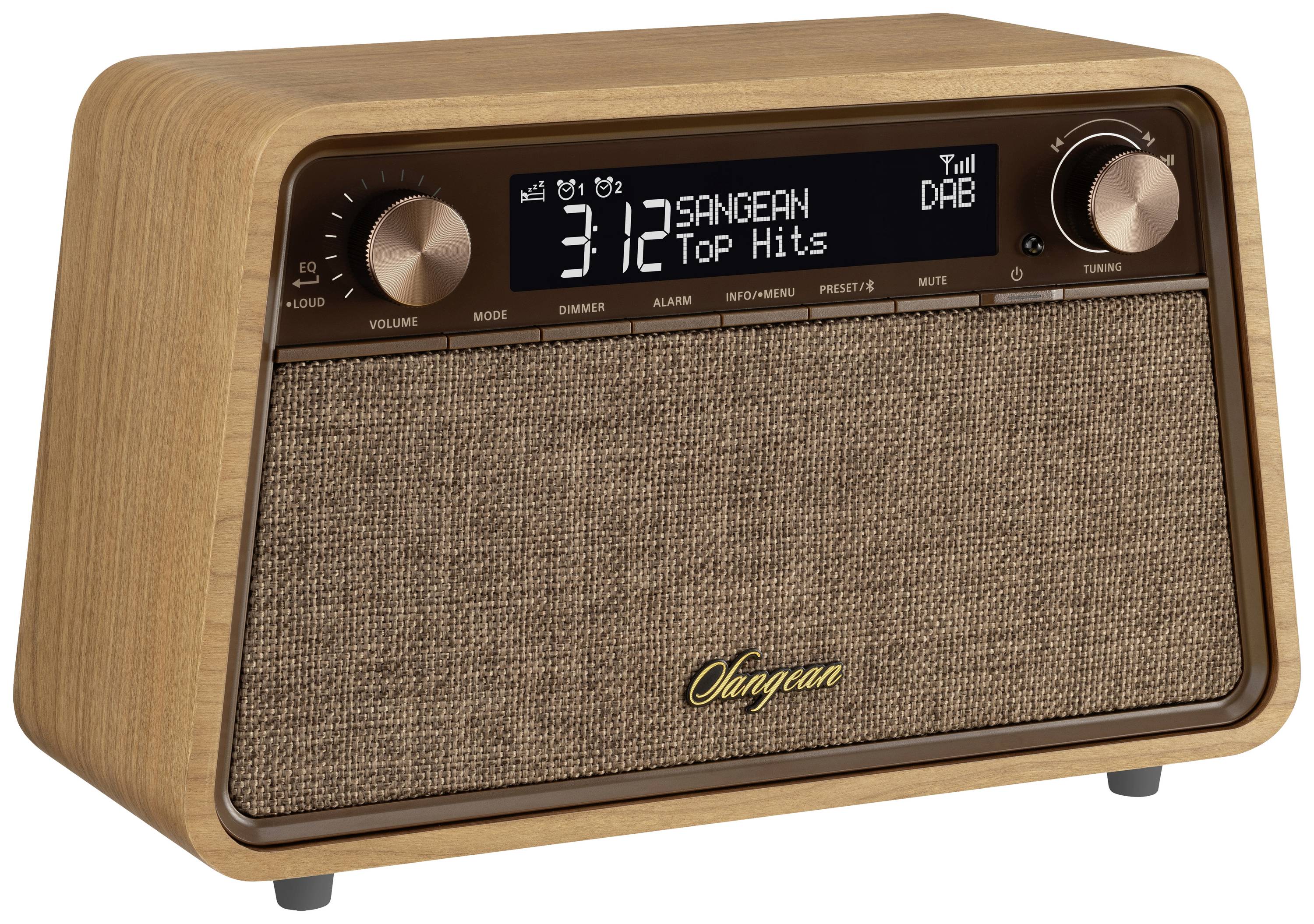 Sangean Premium Wooden Cabinet WR-201 Tischradio DAB+, FM DAB+, Bluetooth®, AUX, UKW Weckfunktion H