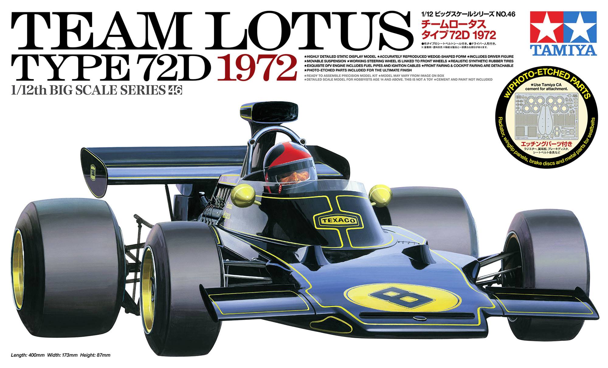 Tamiya 300012046 Team Lotus Type 72D 1972 Automodell Bausatz 1:12