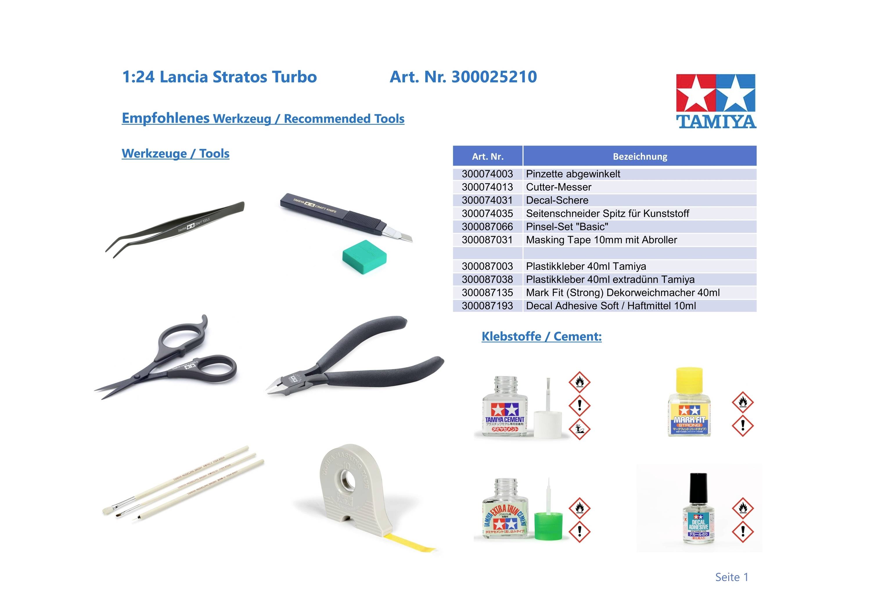 Tamiya 300025210 Lancia Stratos Turbo Automodell Bausatz 1:24