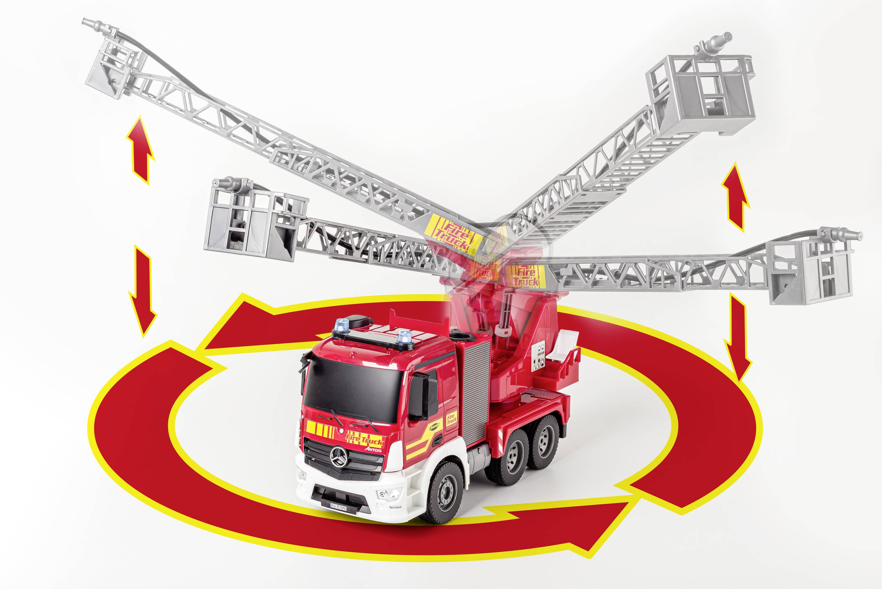 Carson Modellsport MB Arocs Feuerwehr m. Drehleiter 1:20 RC Einsteiger Funktionsmodell LKW