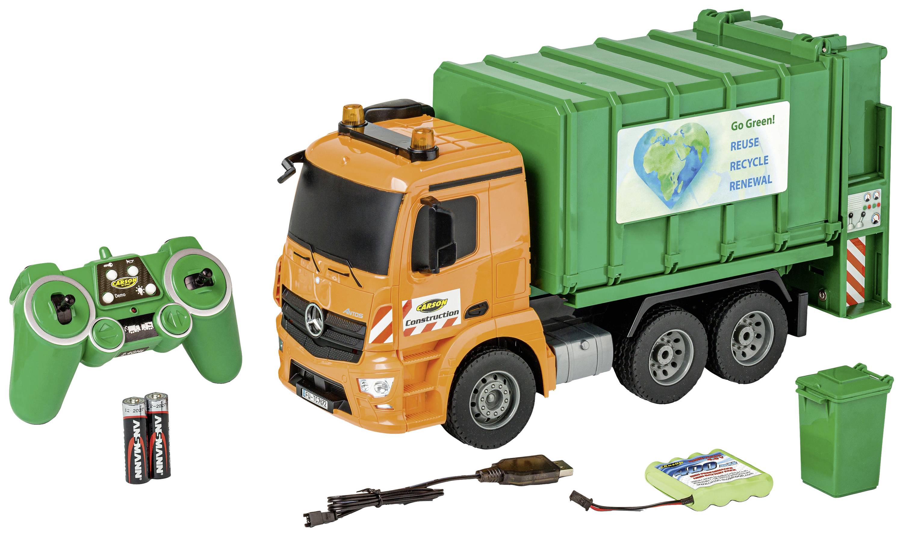 Carson Modellsport MB Arocs Müllwagen 1:20 RC Einsteiger Funktionsmodell LKW