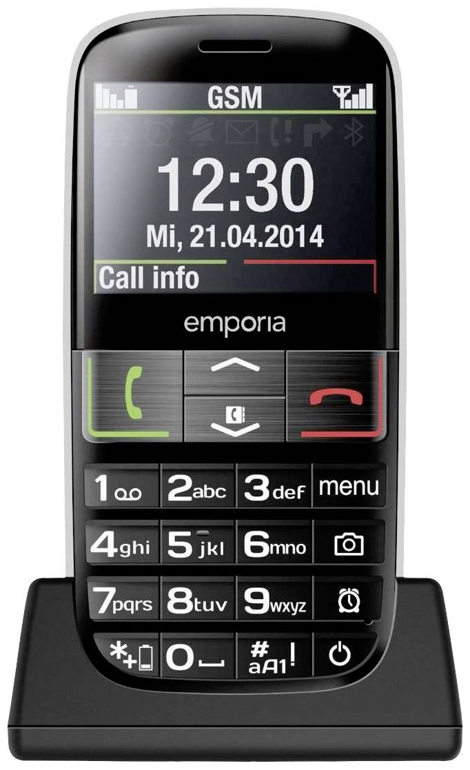 Emporia Euphoria Senioren-Handy mit Ladestation, SOS Taste Schwarz