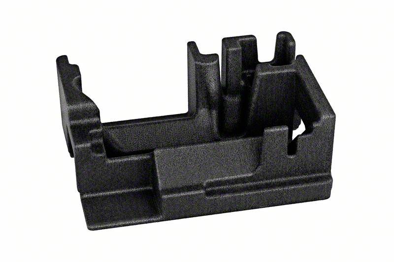 Schwarz geformtes Kunststoffteil mit speziellen Vertiefungen und Erhöhungen, möglicherweise ein technisches Bauteil oder Halterung.