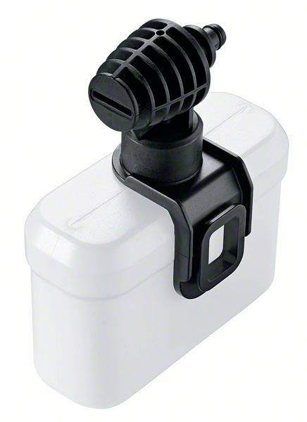 Ein schwarzer Wasserfilterkopf auf einem weißen rechteckigen Behälter, der zur Wasserfiltration in Trinkwassersystemen verwendet wird.