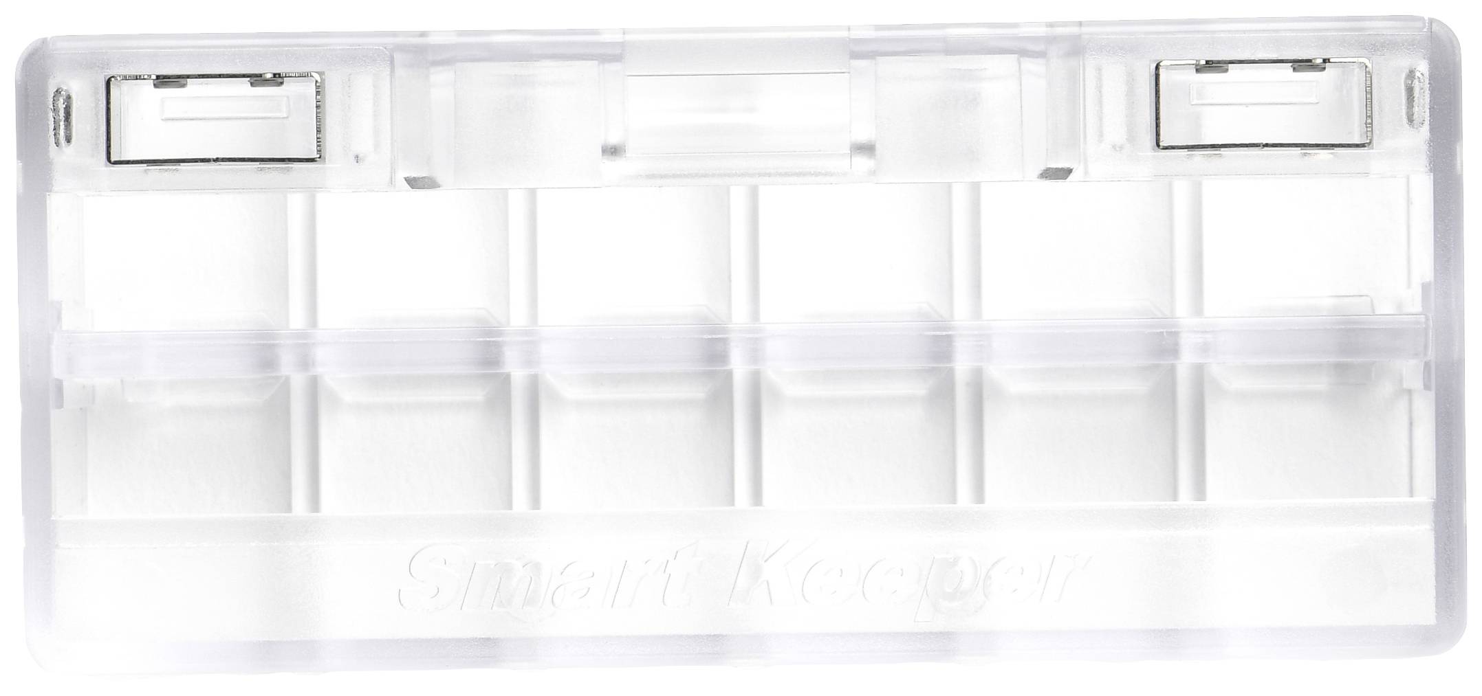 Ein transparentes Aufbewahrungsetui mit mehreren Fächern, geeignet zum Organisieren und Aufbewahren kleiner Gegenstände oder Komponenten.