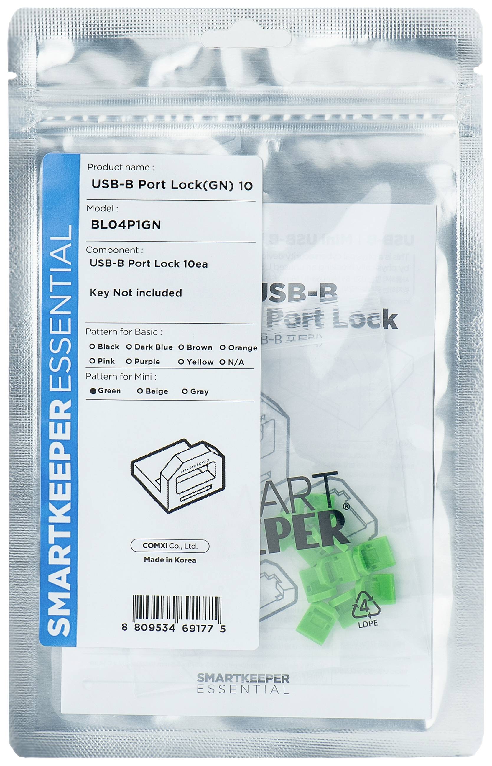 Smartkeeper USB-B Port Schloss BL04P1GN 10er Set Grün BL04P1GN