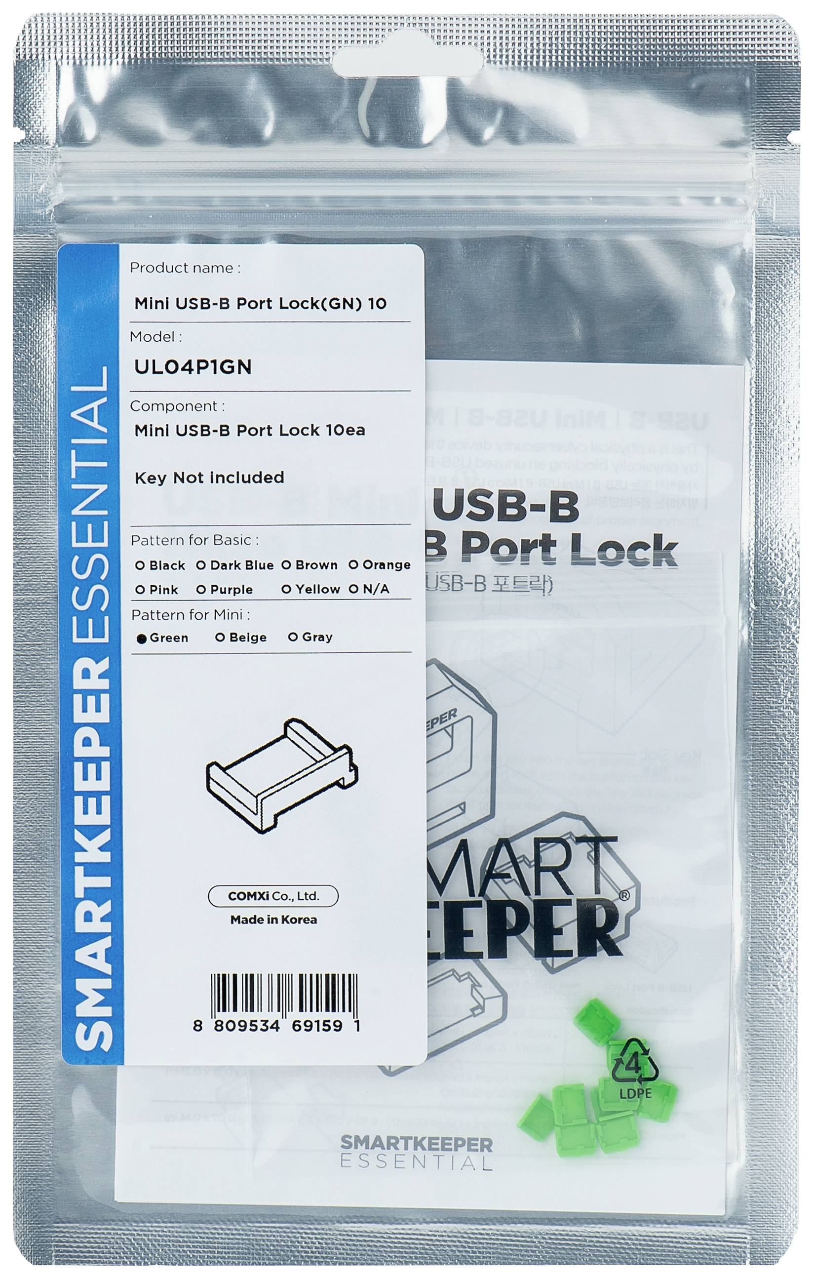 Smartkeeper Micro USB-B Port Schloss MUL04P1GN 10er Set Grün ohne Schlüssel MUL04P1GN