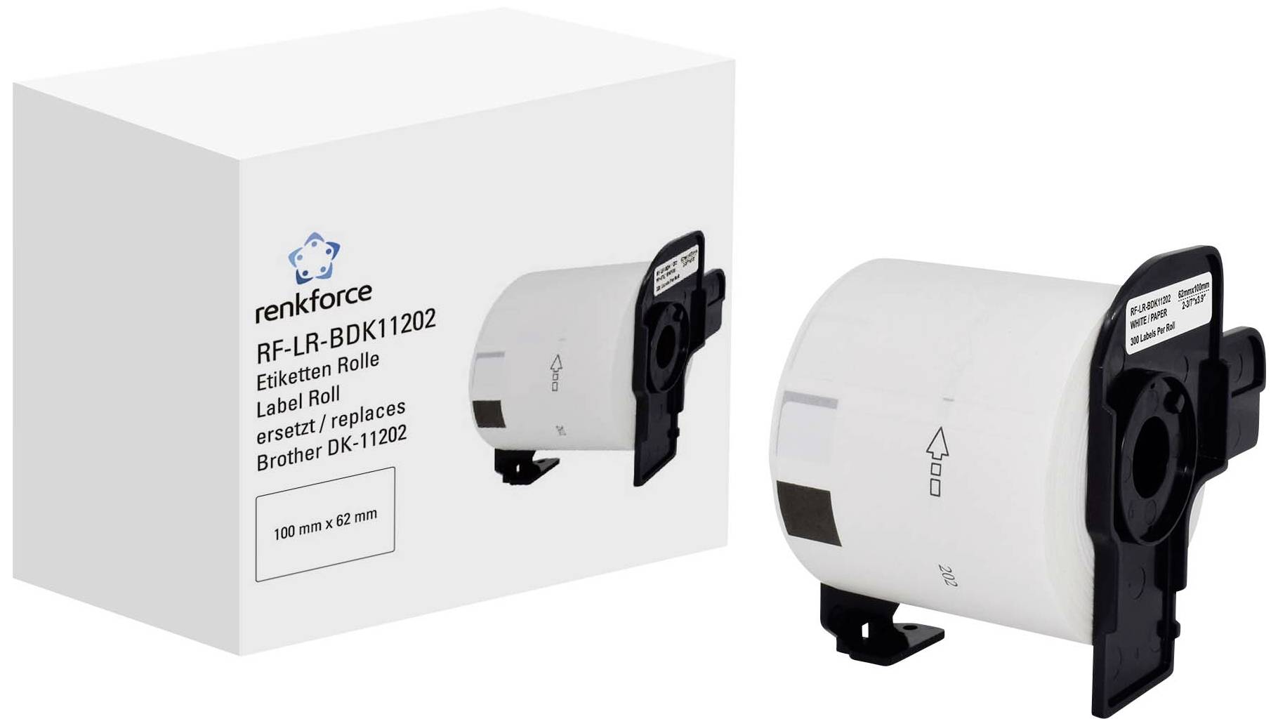 Renkforce Etiketten Rolle Kompatibel ersetzt Brother DK-11202 62 x 100 mm Papier Weiß 300 St. Stand