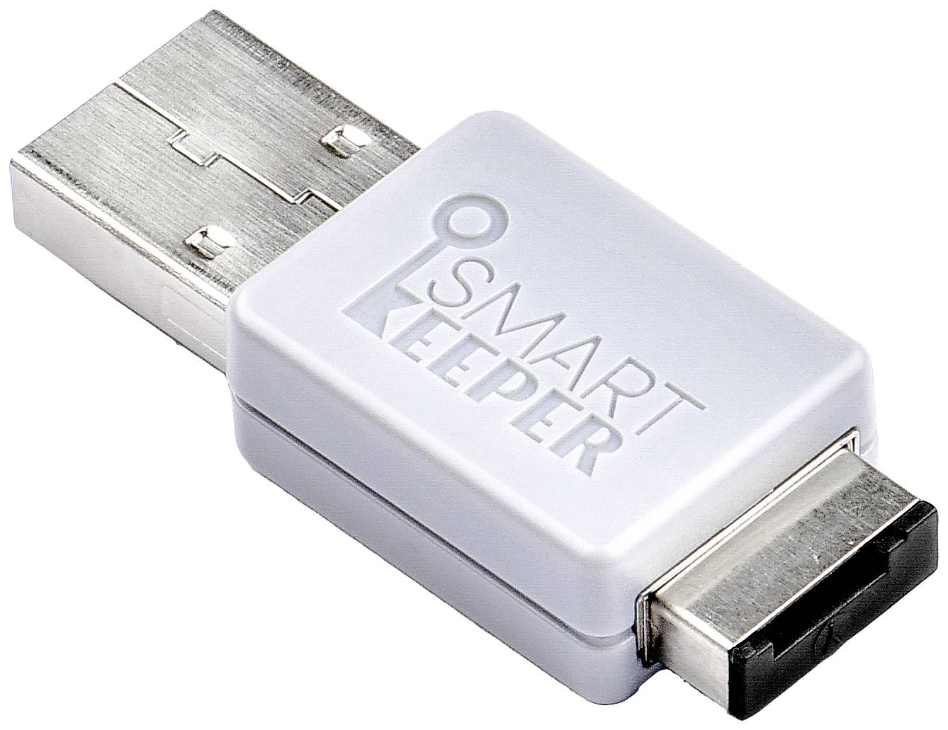 Ein USB-Stecker mit dem Aufdruck 'Smart Keeper', der möglicherweise eine Sicherheitsfunktion für den Schutz von Daten bietet.