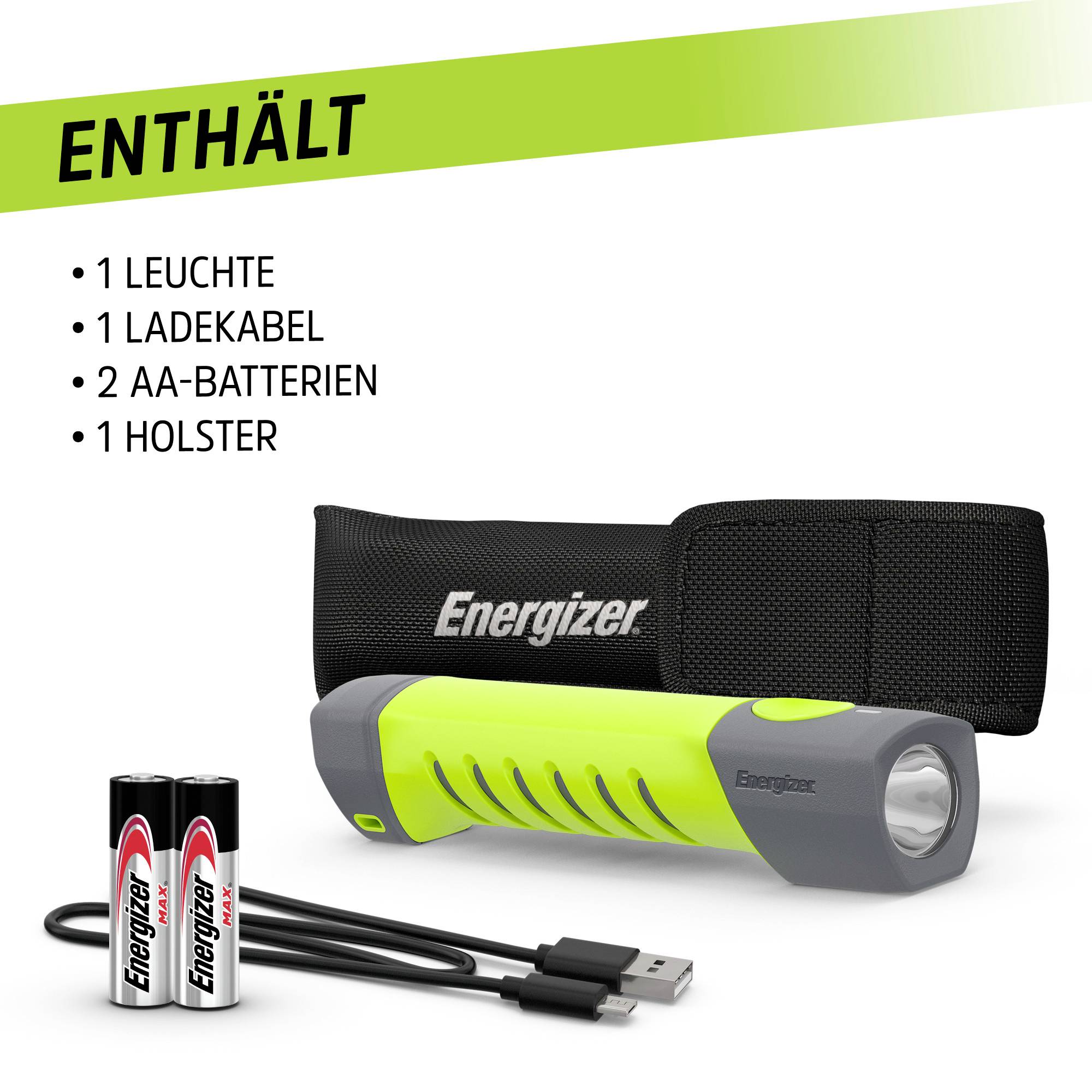 Energizer Pro Series Hybrid small LED Taschenlampe Li-Ionen Akkus oder batteriebetrieben 500lm 9h