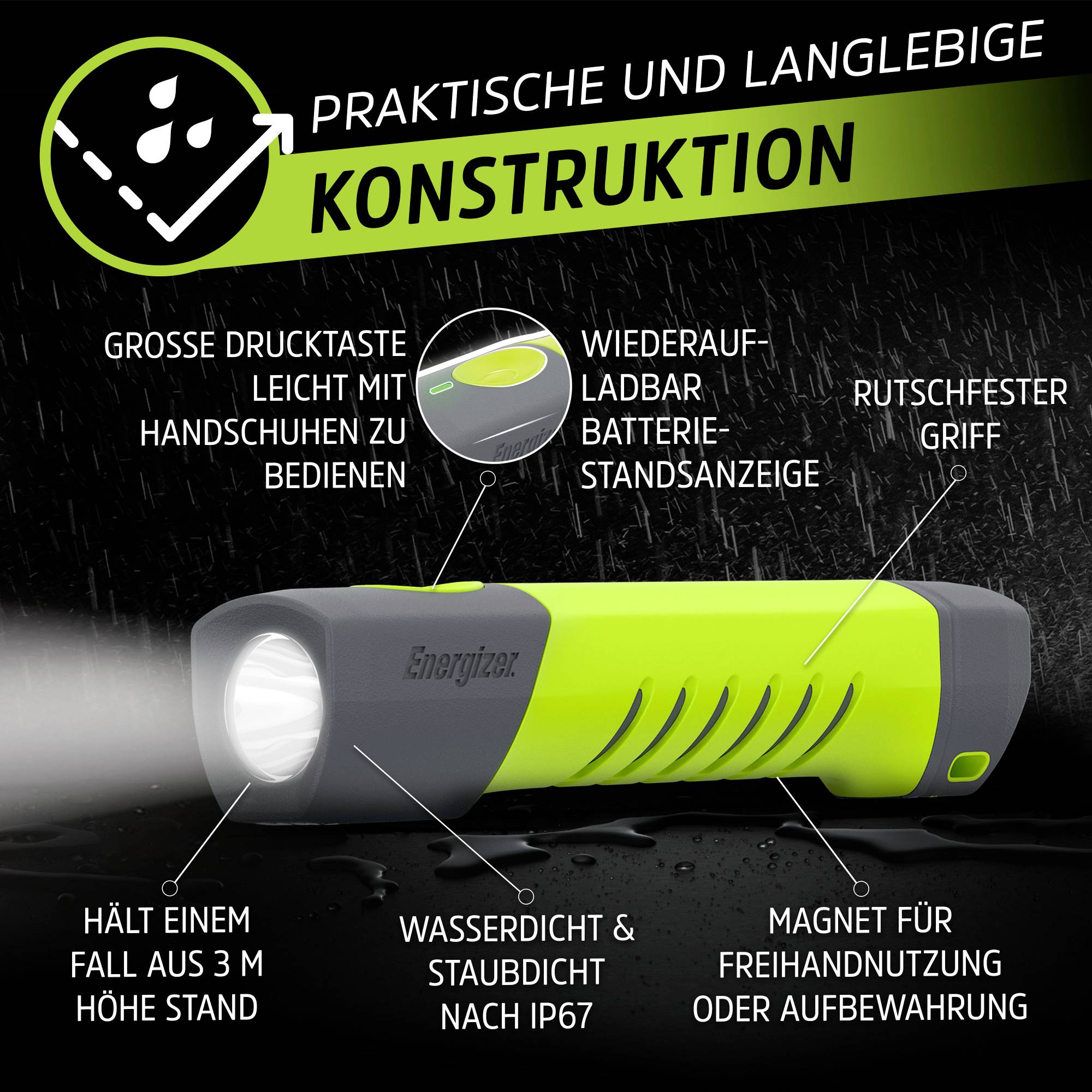 Energizer Pro Series High CRI medium LED Taschenlampe Li-Ionen Akkus oder batteriebetrieben 1000lm 6h