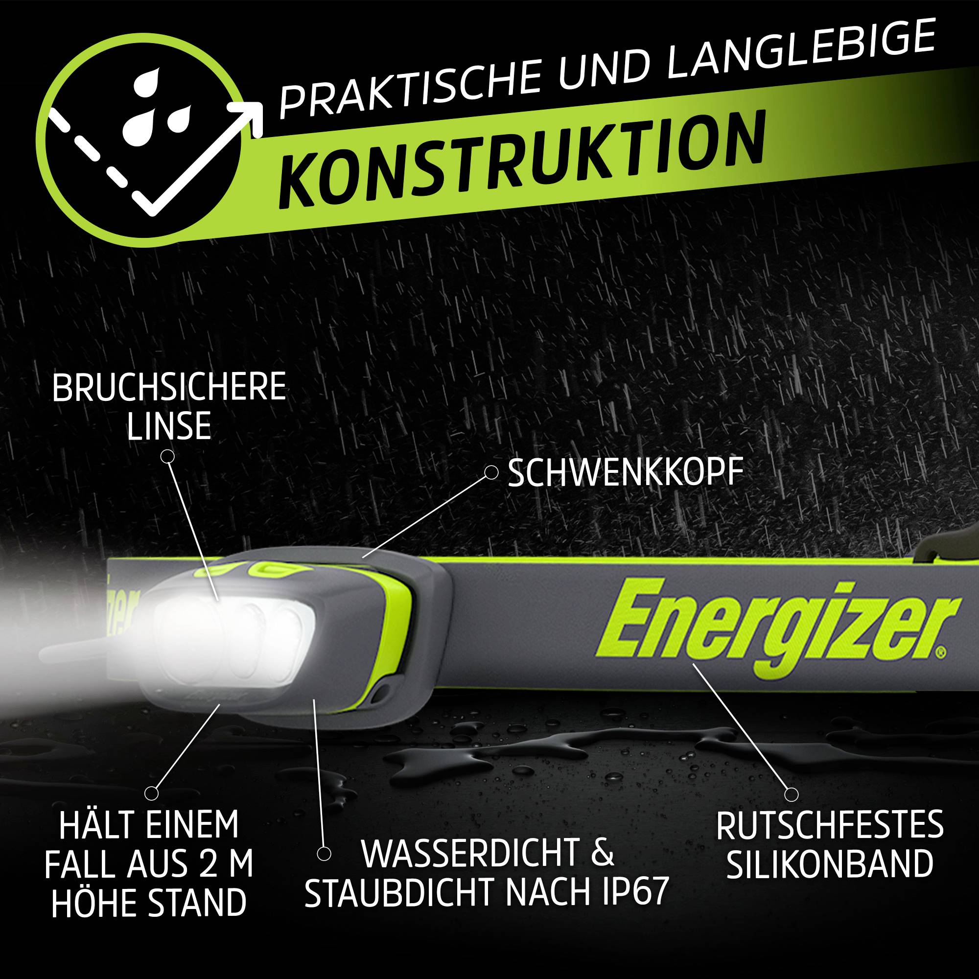 Energizer Pro Series Multicolor Hybrid LED Stirnlampe Li-Ionen Akkus oder batteriebetrieben 650lm 6h E303955400